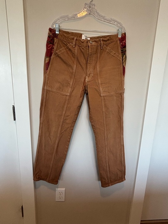 Reformation Pants - Reformation Tan Cargo Pants with Red Side Panels 107